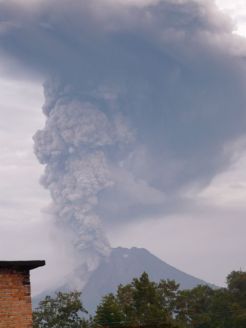 Sinabung on morning after first eruption (2010)